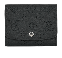 Louis Vuitton Iris Compact Wallet, Mahina Leather, Black, NFC, B, 3*